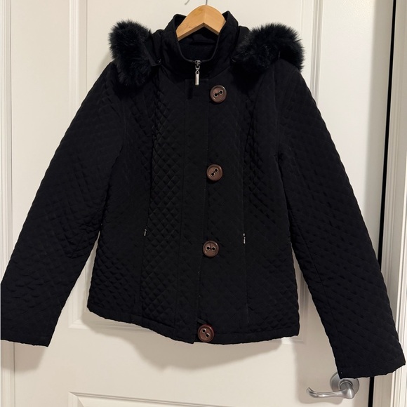 Esprit Jackets & Blazers - Esprit Black Quilted Jacket with Faux Fur detachable hood